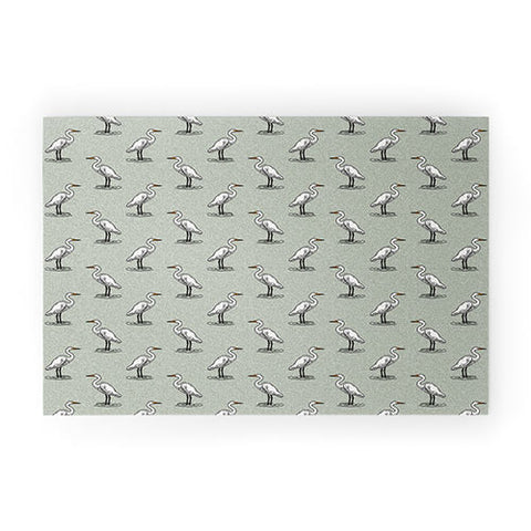 Little Arrow Design Co egrets on light sage Welcome Mat