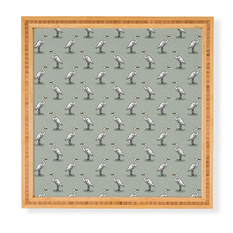 Little Arrow Design Co egrets on light sage Framed Wall Art