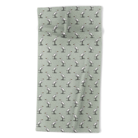 Little Arrow Design Co egrets on light sage Beach Towel