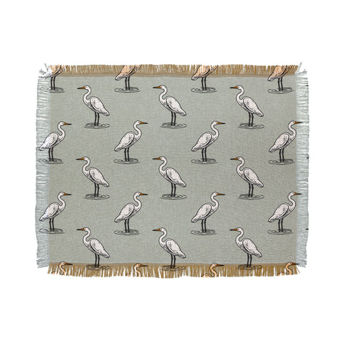 Little Arrow Design Co egrets on light sage Throw Blanket