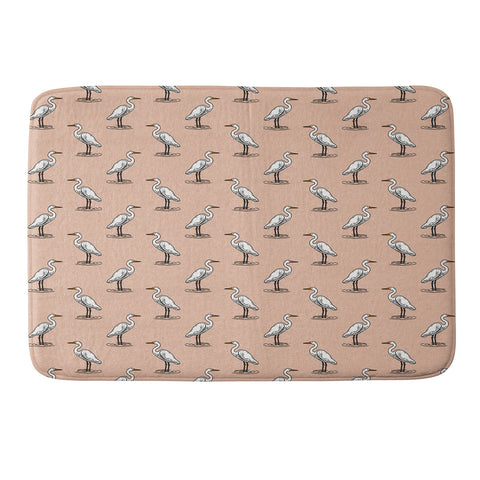 Little Arrow Design Co egrets on peach Memory Foam Bath Mat