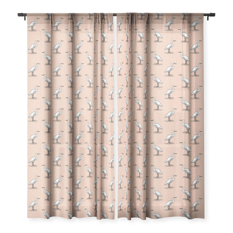 Little Arrow Design Co egrets on peach Sheer Non Repeat