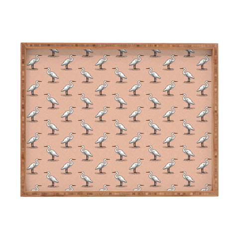 Little Arrow Design Co egrets on peach Rectangular Tray