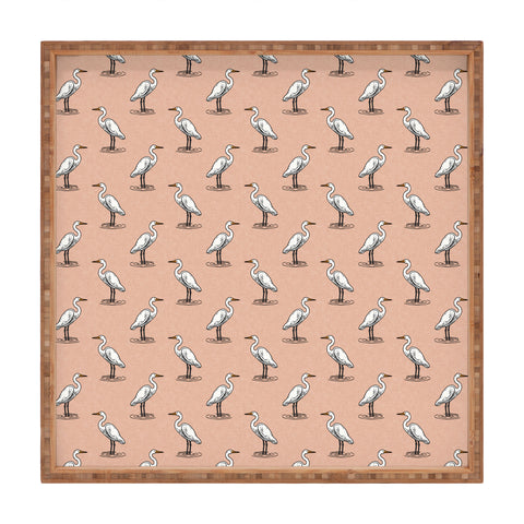 Little Arrow Design Co egrets on peach Square Tray