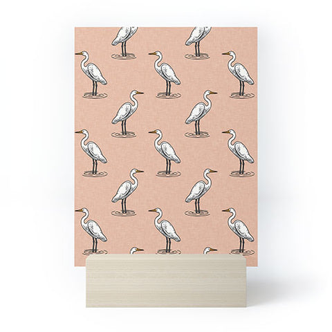 Little Arrow Design Co egrets on peach Mini Art Print