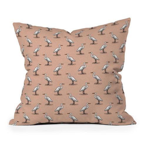 Little Arrow Design Co egrets on peach Outdoor Throw Pillow