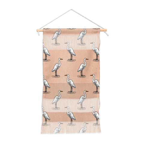 Little Arrow Design Co egrets on peach Wall Hanging Portrait