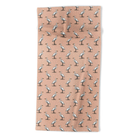 Little Arrow Design Co egrets on peach Beach Towel