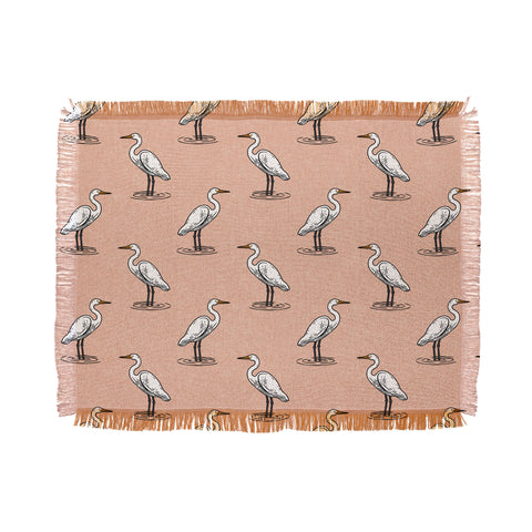 Little Arrow Design Co egrets on peach Throw Blanket