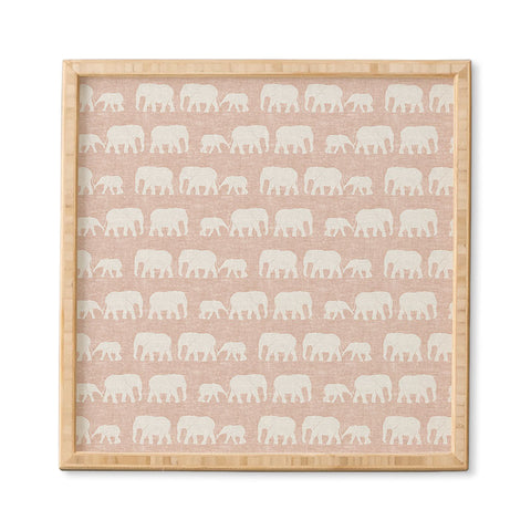 Little Arrow Design Co elephants marching dusty pink Framed Wall Art