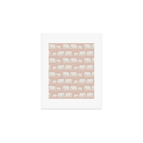 Little Arrow Design Co elephants marching dusty pink Art Print