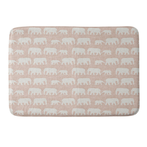 Little Arrow Design Co elephants marching dusty pink Memory Foam Bath Mat