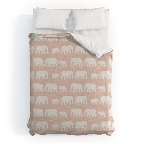 Little Arrow Design Co elephants marching dusty pink Duvet Cover