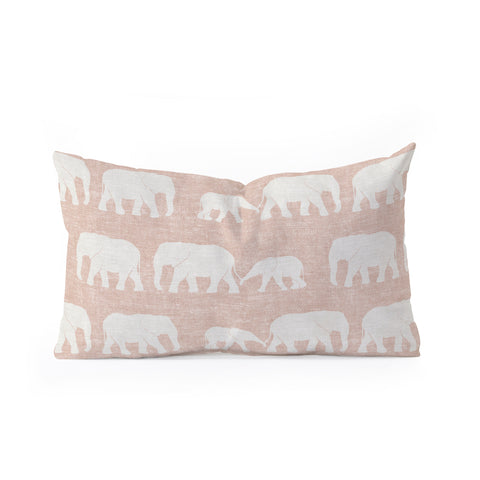 Little Arrow Design Co elephants marching dusty pink Oblong Throw Pillow