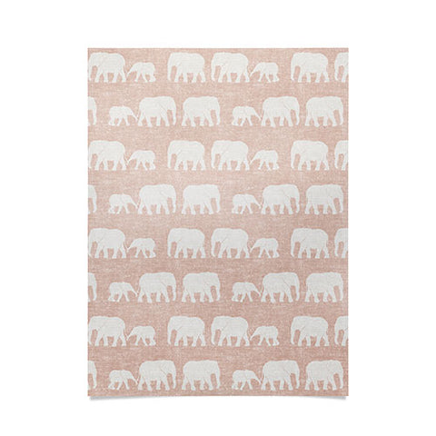 Little Arrow Design Co elephants marching dusty pink Poster