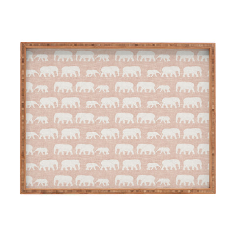 Little Arrow Design Co elephants marching dusty pink Rectangular Tray