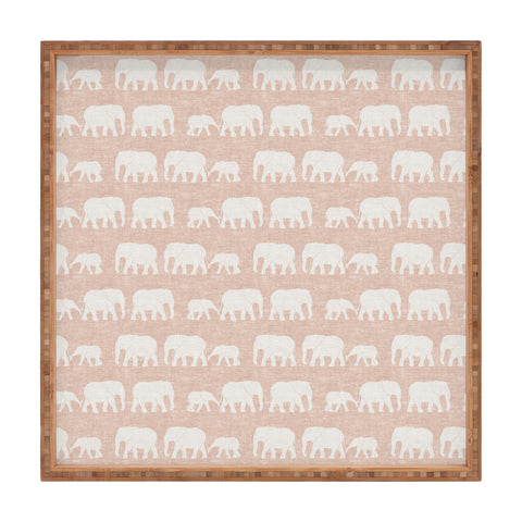 Little Arrow Design Co elephants marching dusty pink Square Tray