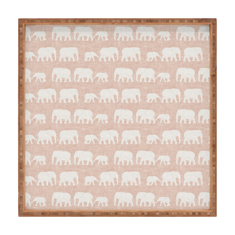 Little Arrow Design Co elephants marching dusty pink Square Tray