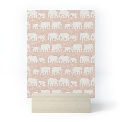 Little Arrow Design Co elephants marching dusty pink Mini Art Print