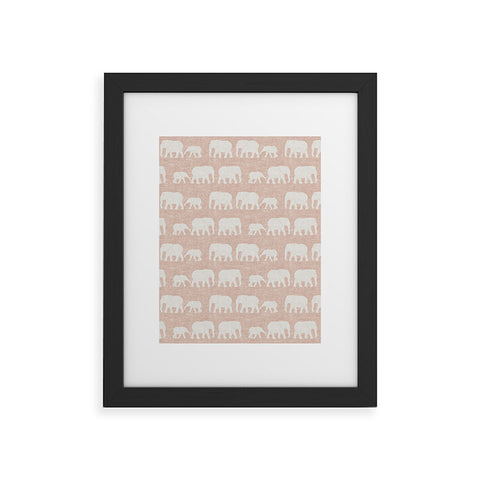 Little Arrow Design Co elephants marching dusty pink Framed Art Print