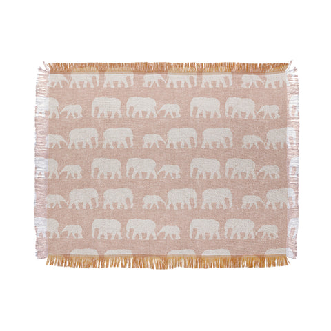 Little Arrow Design Co elephants marching dusty pink Throw Blanket