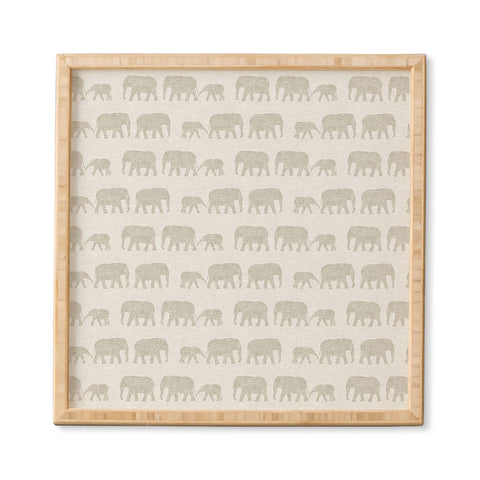 Little Arrow Design Co elephants marching khaki Framed Wall Art