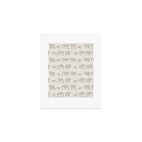 Little Arrow Design Co elephants marching khaki Art Print