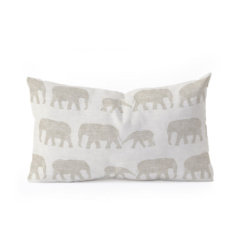 Little Arrow Design Co elephants marching khaki Oblong Throw Pillow