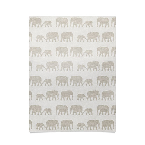 Little Arrow Design Co elephants marching khaki Poster
