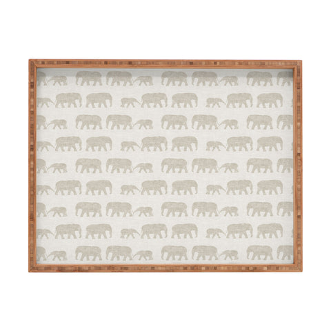 Little Arrow Design Co elephants marching khaki Rectangular Tray