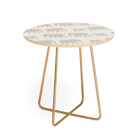 Little Arrow Design Co elephants marching khaki Round Side Table