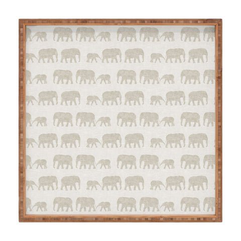 Little Arrow Design Co elephants marching khaki Square Tray
