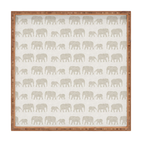 Little Arrow Design Co elephants marching khaki Square Tray