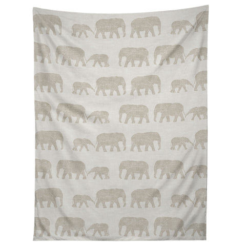 Little Arrow Design Co elephants marching khaki Tapestry