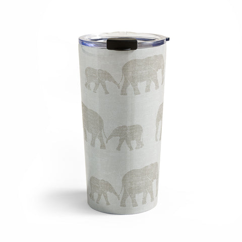 Little Arrow Design Co elephants marching khaki Travel Mug