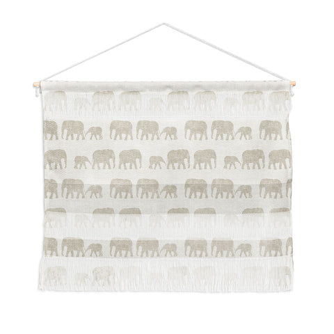 Little Arrow Design Co elephants marching khaki Wall Hanging Landscape