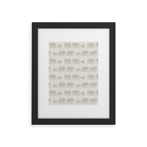 Little Arrow Design Co elephants marching khaki Framed Art Print