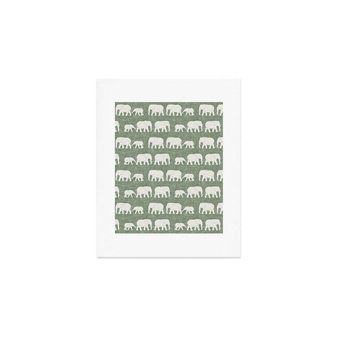 Little Arrow Design Co elephants marching sage Art Print
