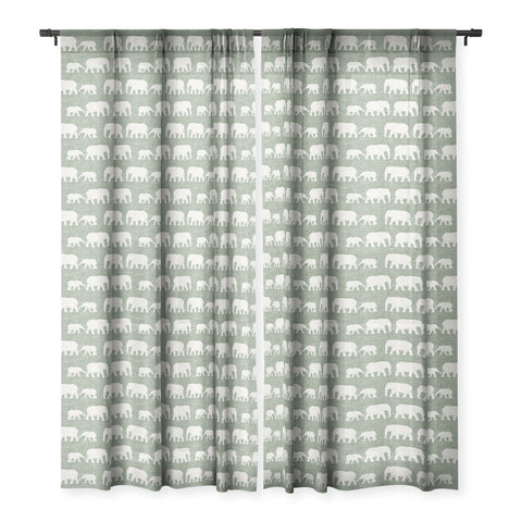 Little Arrow Design Co elephants marching sage Sheer Non Repeat