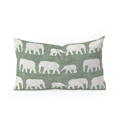 Little Arrow Design Co elephants marching sage Oblong Throw Pillow