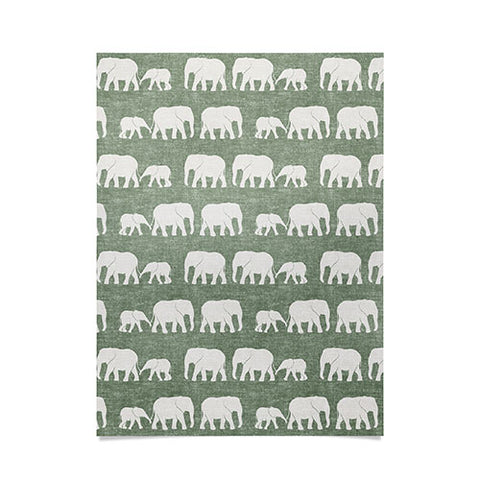 Little Arrow Design Co elephants marching sage Poster