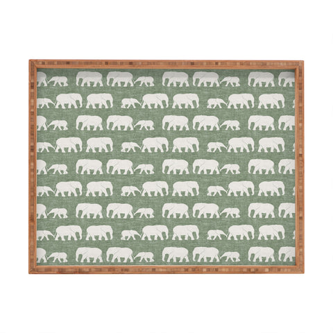 Little Arrow Design Co elephants marching sage Rectangular Tray