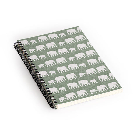 Little Arrow Design Co elephants marching sage Spiral Notebook
