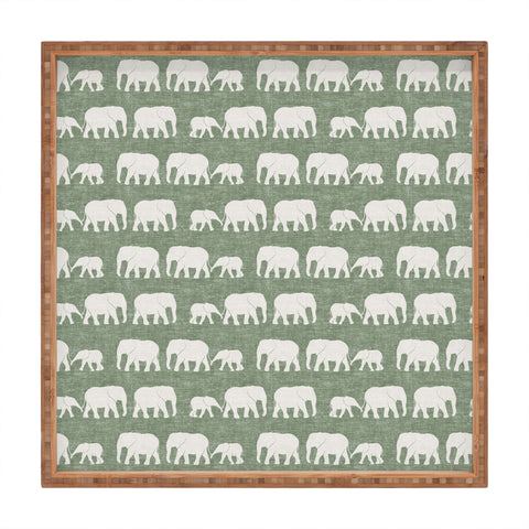 Little Arrow Design Co elephants marching sage Square Tray
