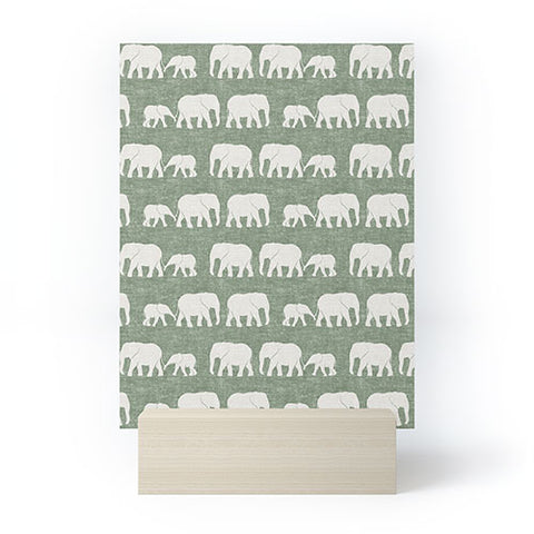 Little Arrow Design Co elephants marching sage Mini Art Print