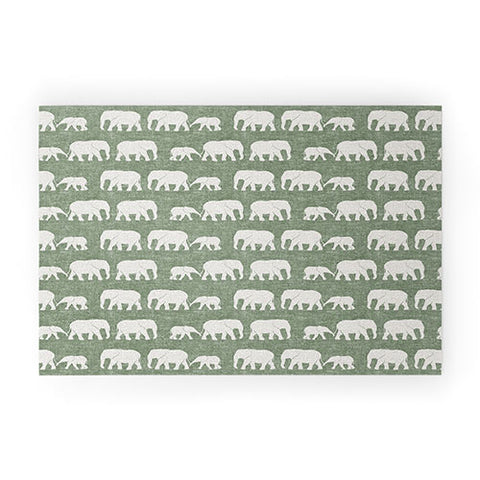 Little Arrow Design Co elephants marching sage Welcome Mat