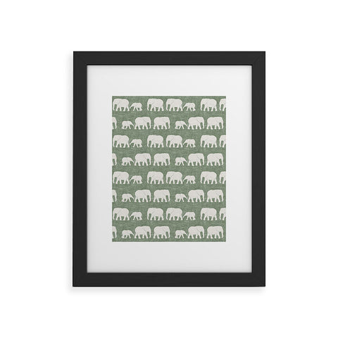 Little Arrow Design Co elephants marching sage Framed Art Print