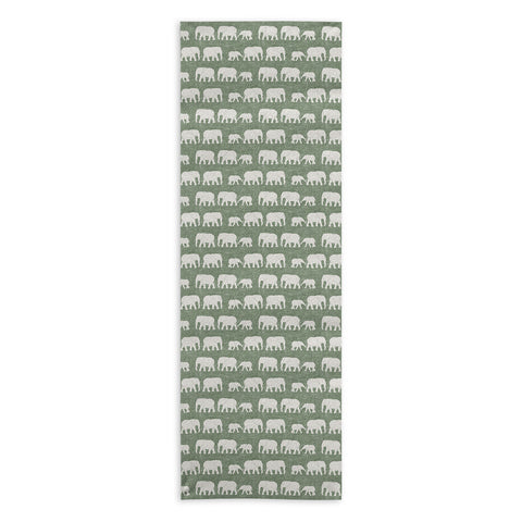 Little Arrow Design Co elephants marching sage Yoga Towel