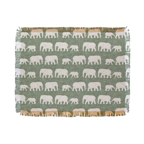 Little Arrow Design Co elephants marching sage Throw Blanket