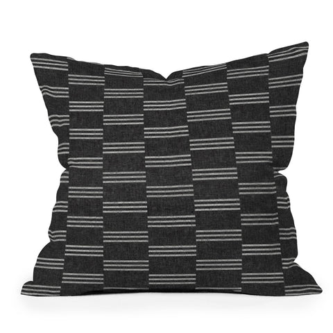 Little Arrow Design Co ella triple stripe charcoal Outdoor Throw Pillow